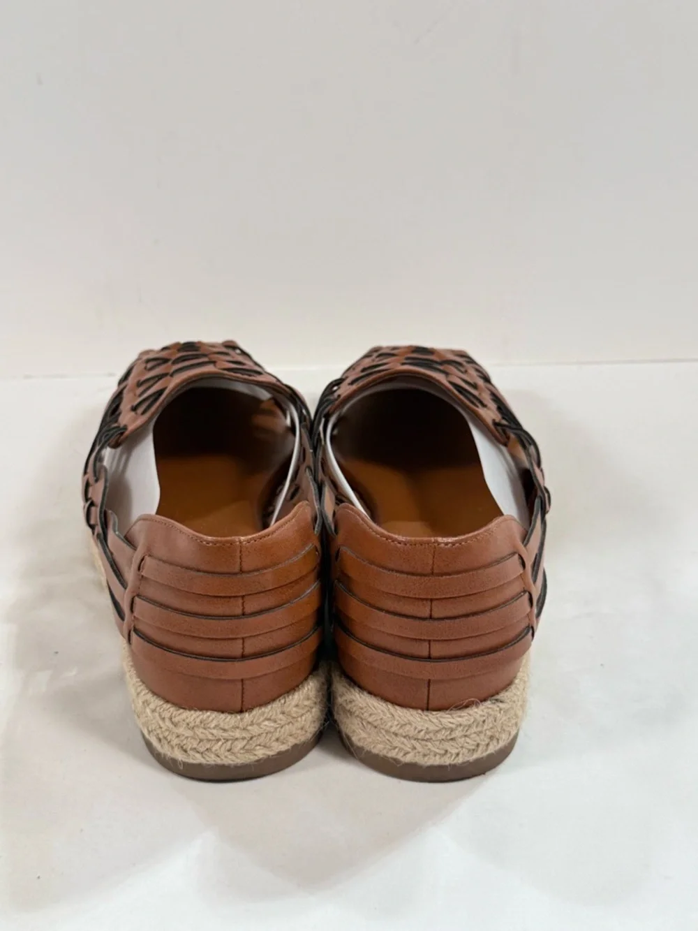 SAM & LIBBY Brown Woven Leather Espadrille Flats size 7
